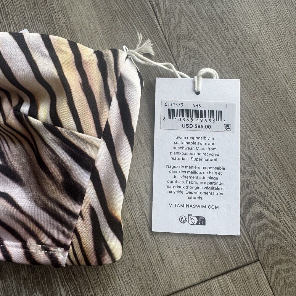 NWT Vitamin A Sz L Nala Bandeau Top Coast Animal Colorblock EcoLux Mob Wife Chic - Picture 3 of 13